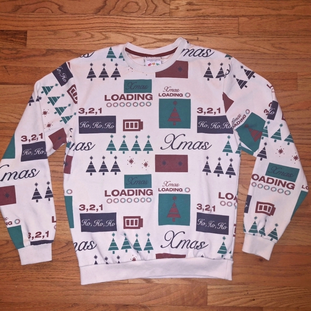 Denim & Flower Ho Ho Ho Christmas Xmas Loading Sweatshirt Large L Ricky Singh‎